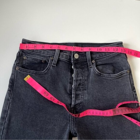 Aritzia Denim Forum The Yoko High Rise Slim Faded Black Raw Hem Size 26 - Picture 11 of 12